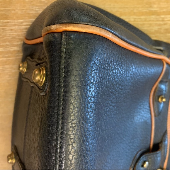 Dooney & Bourke Navy and Brown Leather Satchel - Picture 8 of 14